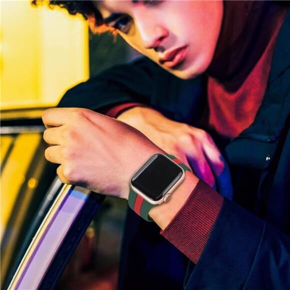 Designer Sport Band Compatible with Apple Watch iWatch Bands Soft Silicone Strap - Picture 4 of 7